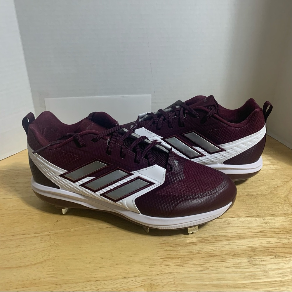 Adidas Icon 8 Mid Metal Baseball Cleats Purple White Grey Men's Size 12 Sneakers